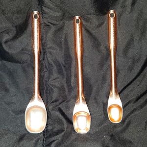 Set of 3 Vtg Copper Tone Long Handled Nesting Measuring Spoons